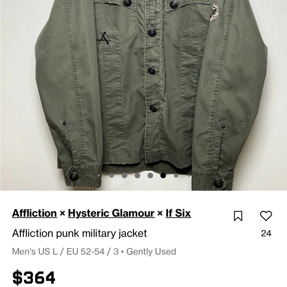 Affliction Men's cross bone military Jacket - Picture 8 of 10